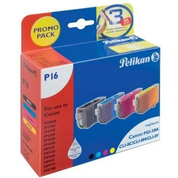 Canon Pixma IP 3300 Bläckpatron Pelikan P16 Multi Pack - Svart, Cyan,