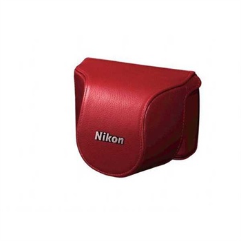 Nikon 1 J1, NIKKOR VR 10-30 mm Läderväska CB-N1000SD - Röd