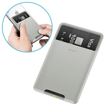 Baseus Card Pocket Universell Stick-On Korthållare - Ljusgrå