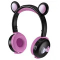 Bear Ear Bluetooth Hörlurar BK7 med LED - Svart