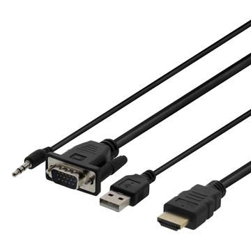 Deltaco VGA till HDMI adapterkabel med ljud - 1m