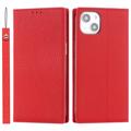 iPhone 14 Läder Plånboksfodral med RFID - Röd