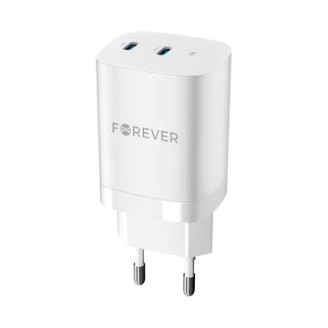 Forever TC-05-35CC 35W GaN väggladdare - 2xUSB-C, Power Delivery, Quick Charge - vit