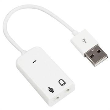 Bärbart Externt USB-Ljudkort - Vit