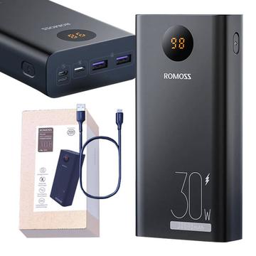 Romoss PEA30 Power Bank 30000mAh - USB-C, USB-portar - Svart