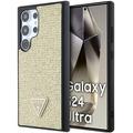 Samsung Galaxy S24 Ultra Guess Rhinestones Triangle Metal Logo Skal - Guld