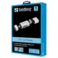 Sandberg SD / MicroSD Kortläsare - USB-A / USB-C / MicroUSB - Silver