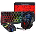 T-WOLF TF800 Gaming Keyboard + Mouse + Gaming Headset + Mouse Pad Combo LED Backlit Wired Gamer Bundle för spel/arbete