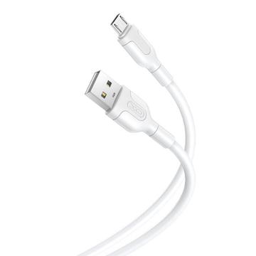 XO NB212 USB till MicroUSB-kabel - 1m, 2.1A - Vit
