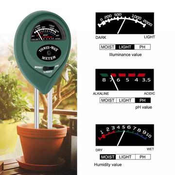 ZZ-009 3 i 1 jordmätare med PH / ljus / fuktighet Acidity Tester för Bonsai Tree Garden Care Farm