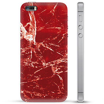 iPhone 5/5S/SE TPU-Skal - Röd Marmor