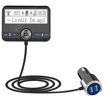 2xUSB Billaddare & FM-sändare/MP3 Mediaspelare med LED Display
