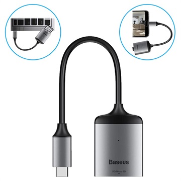 Baseus Enjoy USB-C MicroSD & SD Kortläsare - Silver