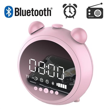Retro Bluetooth Högtalare med FM Radio & LED Väckarklocka JKR-8100 -