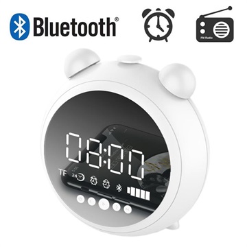 Retro Bluetooth Högtalare med FM Radio & LED Väckarklocka JKR-8100 -