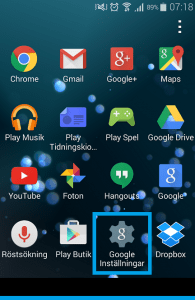 Google Inställningar i applådan