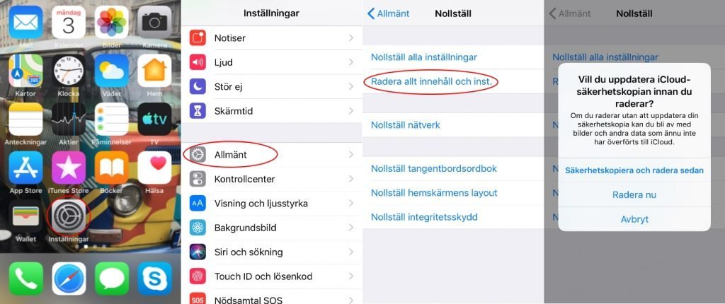 Nollställ iPhone/iPad