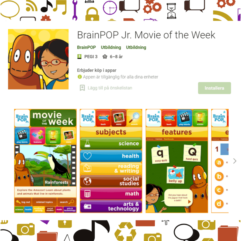 BrainPOP Jr. Movie of the Week app BrainPOP utbildningsapp