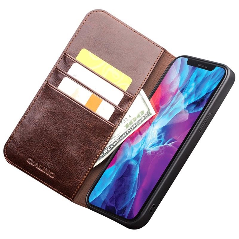 iPhone 13 plånboksfodral i läder från Qialino