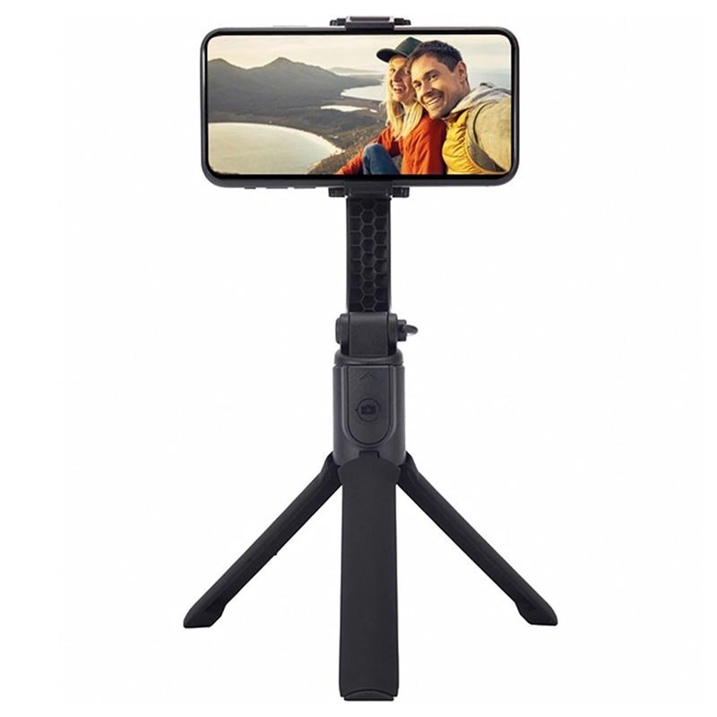 GoXtreme GS1 1-axis gimbal i svart Svart gimbal från GoXtreme med mobilen inuti