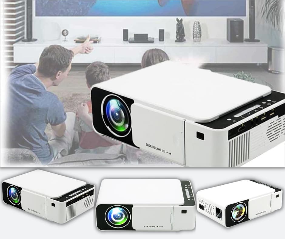 T5 Mini portable full HD LED projektor i vit T5 Mini bärbar LED projektor