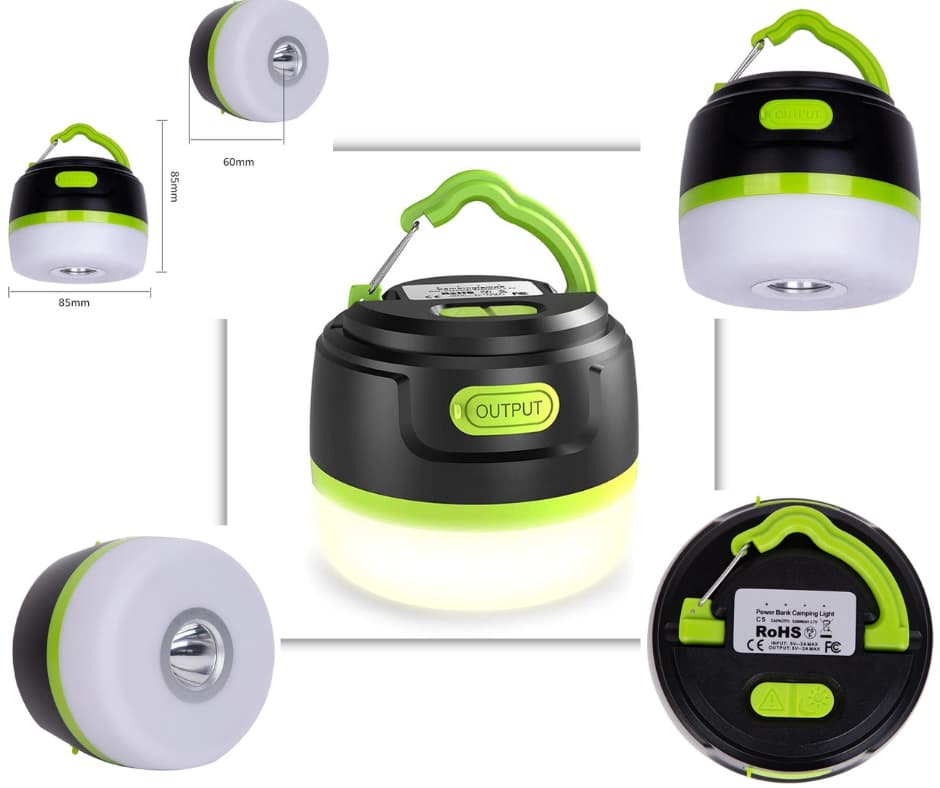 Bärbar LED campinglykta med powerbank LED campinglykta och powerbank