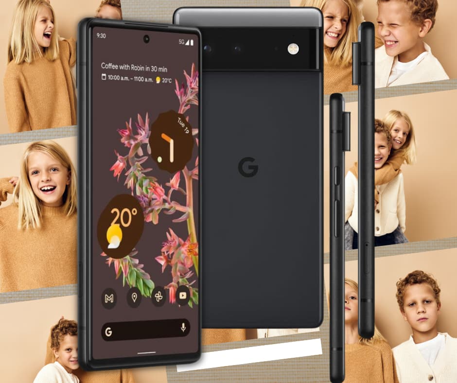 Google Pixel 6 i svart Pixel 6 utan abonnemang