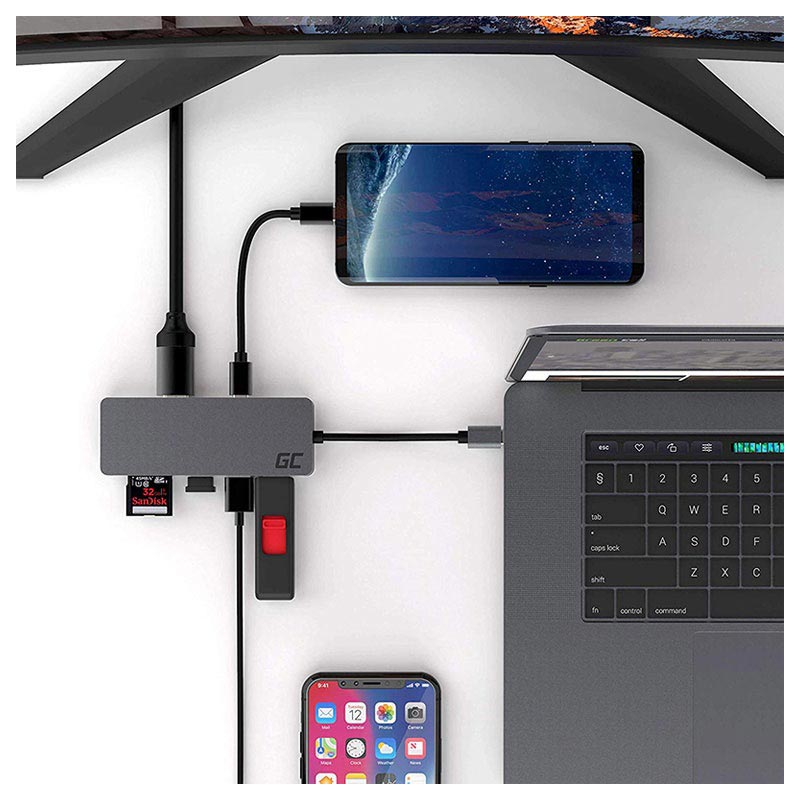 Green Cell 7 i 1 adapter Green Cell 7-i-1 USB-C Multiport Adapter