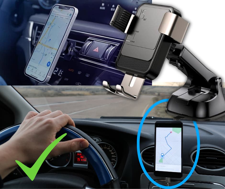 Bilhållare inom räckhåll Mobilhållare till bilen på rätt plats i bilen