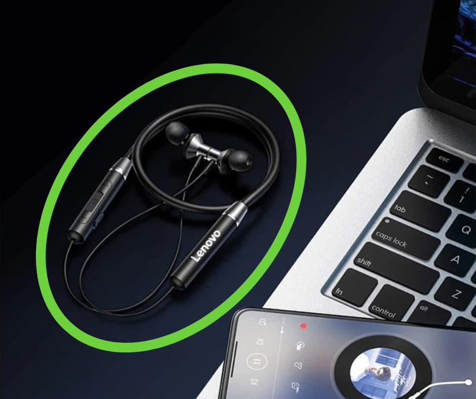 Lenovo HE05 Bluetooth in-ear-hörlurar Lenovo HE05 Bluetooth In-Ear-Hörlurar med Nackband