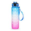 1 liter sportvattenflaska med tidsmarkör Vattenkanna Läckagesäker vattenkokare för kontor skola camping (BPA-fri) - Blå/lila