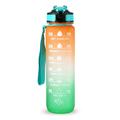 1 liter sportvattenflaska med tidsmarkör Vattenkanna Läckagesäker vattenkokare för kontor skola camping (BPA-fri) - Orange/Grön