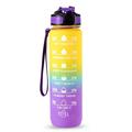 1 liter sportvattenflaska med tidsmarkör Vattenkanna Läckagesäker vattenkokare för kontor skola camping (BPA-fri) - Gul/lila