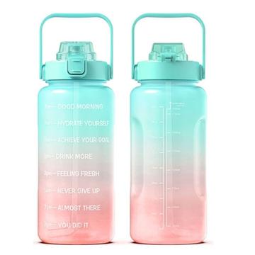2,2 l vattenflaska BPA-fri sportdryckesflaska med sugrör och tidsmarkör Sportmotiverande vattenkanna 