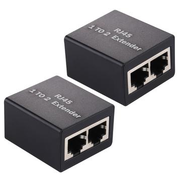 Set 1 till 2 RJ45 Splitter Connector Inline LAN Plugs Ethernet Cable Extender Adapter - 2 St.