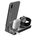 3-in-1 Aluminiumlegering Laddningsstation - iPhone, Apple Watch, AirPods - Grå