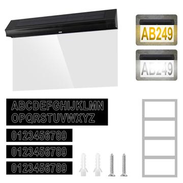 30-LED solcellsdriven adressskylt med anpassningsbara husnummer
