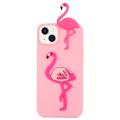 3D Cartoon iPhone 14 TPU-skal - Flamingo