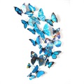 3D Dekorativ DIY Fjärilar Väggklistermärke Uppsättning - Blå