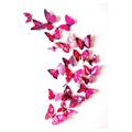3D Dekorativ DIY Fjärilar Väggklistermärke Uppsättning - Rosa