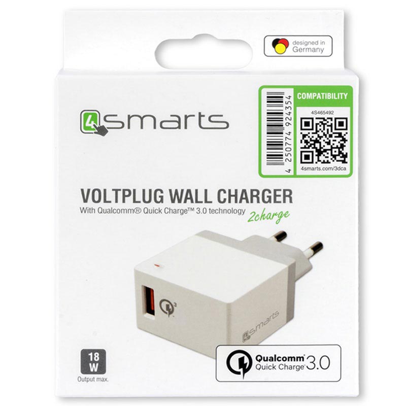 4smarts VoltPlug Qualcomm Quick Charge 3.0 Väggladdare Vit 4smarts VoltPlug Qualcomm Quick Charge 3.0 Väggladdare Vit