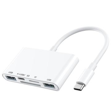 5-i-1 USB-C Hub / Kortläsare för iPhone, MacBook, USB-C-enheter - Vit