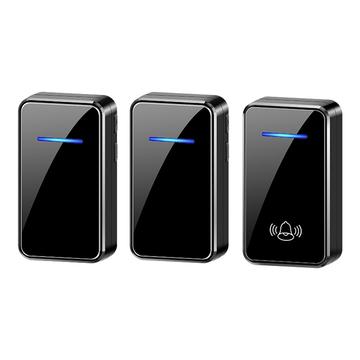 A80 USB-driven trådlös dörrklocka med 2 mottagare - svart