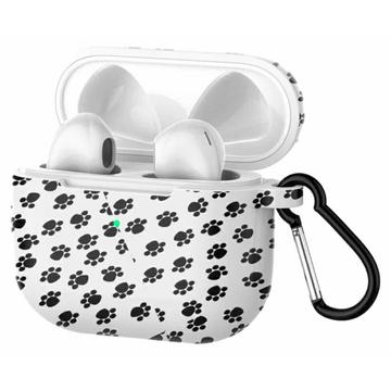 AirPods 3 mönstrat silikonfodral med karbinhake - svart / vit