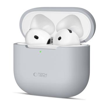 AirPods 4 Tech-Protect silikonfodral - kritgrått