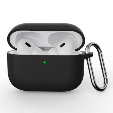 AirPods Pro 3 Silikonskal med Karbinhake - Svart