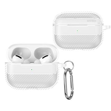  AirPods Pro 3 Borstad TPU-skal med Karbinhake - Kolfiber - Vit