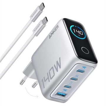 Anker Zolo 140W GaN stationär laddare med USB-C-kabel - Silver