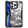 iPhone 15 Pro Stöttåligt Hybridskal - Kamouflage - Svart
