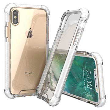 iPhone X Anti-Shock Crystal Hybridskal  - Vit / Genomskinligt